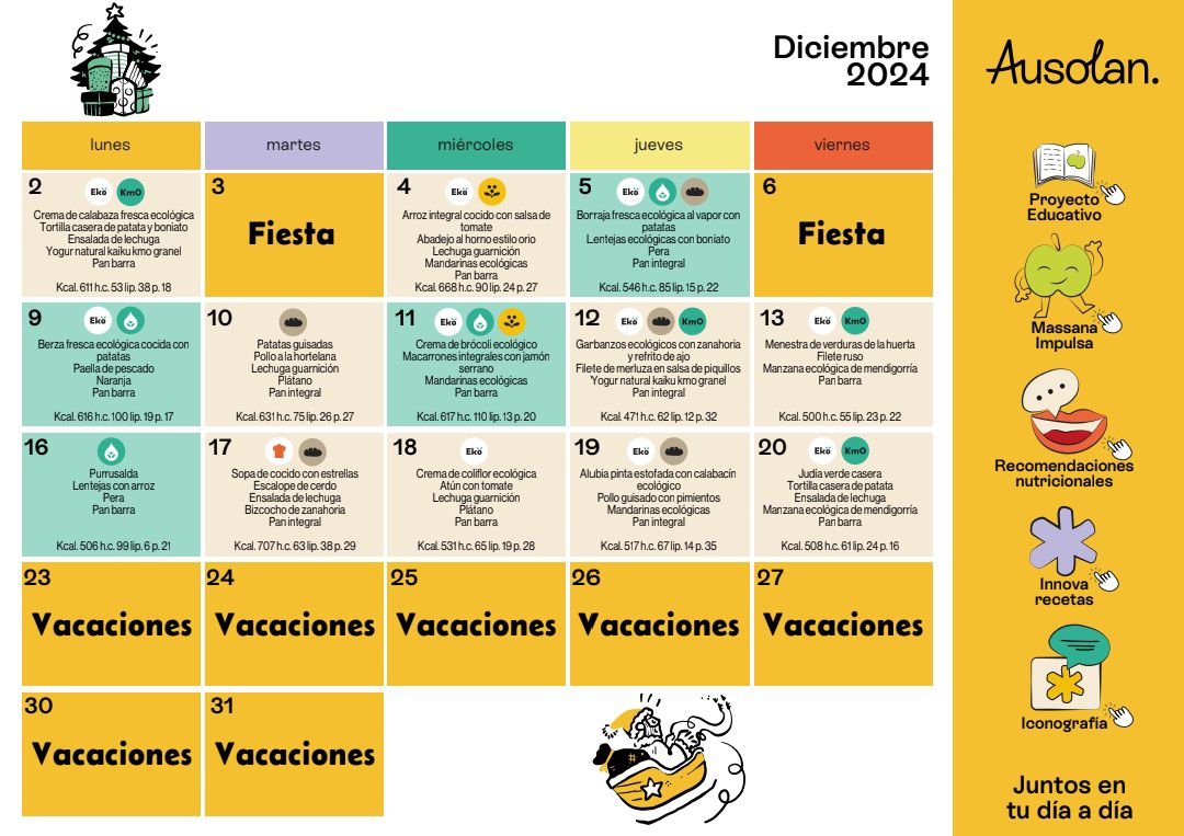 Menú Comedor Diciembre 2024
